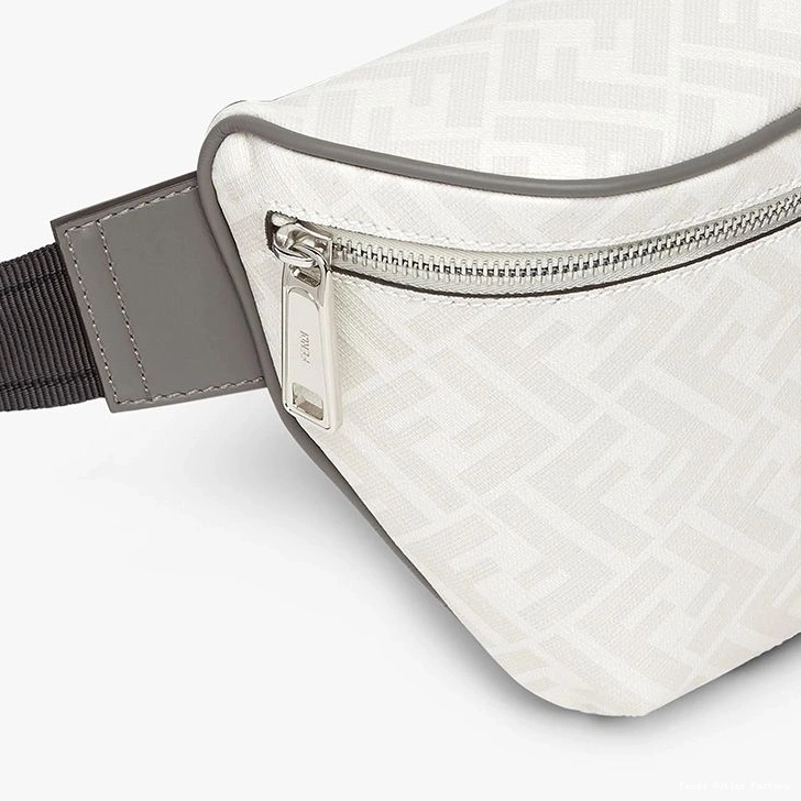Affordable HOT Red In White Belt Bag Fabric Fendi FF Motif 0715